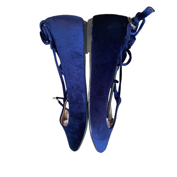 Yoki size 6.5 Blue Velour Ankle Wrap Urban Flat Ballet Dress Shoes ~ RETAIL $28 - Picture 7 of 8